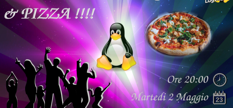 Locandina per la pizza del LUG Vicenza del 2 maggio 2023